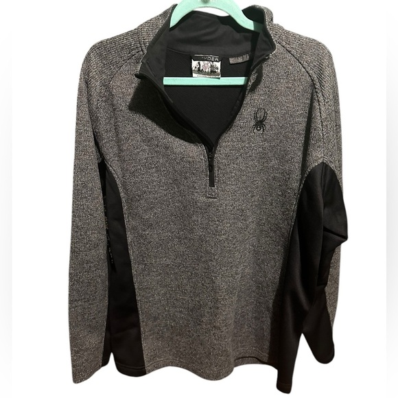Spyder Gray and Black Quarter-Zip Sweater size XL - Picture 1 of 6